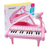 Amy&Benton Toddler Piano Toy Keyboard Pink for Girls Birthday Gift 1 2 3 4 Years Old Kids 24 Keys Multifunctional Toy Piano