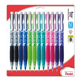Pentel ICY Razzle-Dazzle Mechanical Pencil, 0.7mm, Assorted Barrels, Color May Vary, Pack of 12