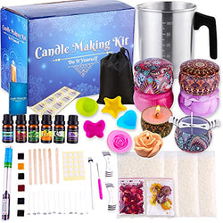 Catcrafter Scented Candle Making Supplies Kit - Soy Wax and Melt Molds with Large Melting Pot Jars Essential Fragrance Oil Wicks Stickers Color Dye Unique Candles Gifts DIY Kits for Adults and Kids