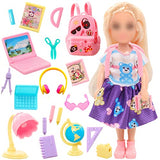 28 PCS 6 inch Chelsea Clothes and School Set with Ballons 3 Girl Dresses 3 Boy Outfits 2 Pair of Shoes and 19 Pcs Study Supplies for Chelsea Doll in Random