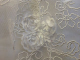 Corsage Lace Embroidered Roses on Mesh White 56 Inch Wide Fabric By the Yard (F.E.®)