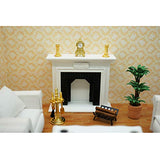 SAMCAMI Dollhouse Furniture Living Room Fireplace Set (6 pcs) - 1 12 Scale Miniature Dollhouse Wooden Accessories