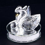 XIANGBAN Crystal Swan Statue Souvenir Collection Round Rhinestone Base Desktop Paperweight