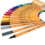 STABILO Point 88 Fineliner - 0.4mm Line - Zebrui Set - Assorted Wallet of 20 Colours