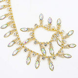 De.De. 1 Yard AB Resin Crystal Applique Rhinestone Bridal Trim Fashion Chain Fringe Embellishment