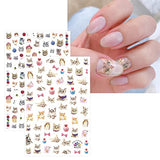 JMEOWIO 8 Sheets Animal Cat Nail Art Stickers Decals Self-Adhesive Pegatinas Uñas Cute Nail Supplies Nail Art Design Decoration Accessories