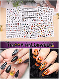 1600 Pcs Halloween Nail Art Stickers Decals, Kalolary 3D Self-Adhesive DIY Nail Art Decals Stickers with Pumpkin Bat Ghost Skull Cats Devil Nails Design for Halloween Party Nails Decorations