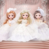 New 7.5 Inch Doll 13 Movable Joints Brown 3D Big Eyes Fashion School Uniform and Wedding Dress Best Birthday Gift for Kids