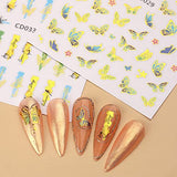 3D Bronzing Nail Art Stickers Decals, 8 Sheets Adhesive Planet Line Butterfly Nail Decals for DIY Nail Decorations Designer Nail Stickers for Nail Art Golden Nail Accessories for Women Nail Designs