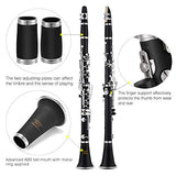 Eastar B Flat Clarinet Black Ebonite Clarinet With Mouthpiece,Case,2 Connector,8 Occlusion Rim,Clarinet Stand,3 Reeds and More Keys