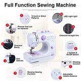 Sewing Machine Household Sewing Machine for Beginners Multi-Function 505A Mini Sewing Machines with Built-in 12 Floral Stitches Hand-held Tailor Machine for Fabric Pets Children's Cloth