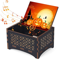 KMUYSL Bigger Halloween Wood Music Box, The Nightmare Before Christmas Hand Crank Wooden Music Boxes Halloween Birthday Gifts for Kids/Women/Girlfriend/Daughter, Plays This is Halloween Melody
