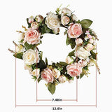 Adeeing Handmade Floral Artificial Simulation Peony Flowers Garland Wreath for Home Party Decor