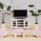 Skylety 2 Pieces 1:12 Miniature TV Television with Remote Control TV Cabinet Dollhouse Television Dollhouse Mini Furniture Model Toy Dollhouse Decoration Accessories