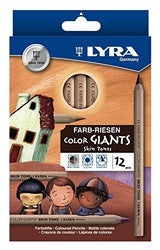 LYRA Color-Giants Unlacquered Colored Pencils, 6.25mm Cores, Set of 12, Skin Tone Colors (2-Pack)