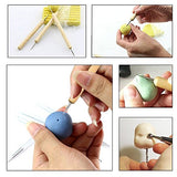 COMIART 5Pcs Wooden Ball Styluses Tool Set for Embossing Pattern Clay Sculpting , Nail Art