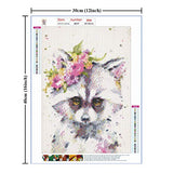 DIY 5D Diamond Painting by Number Kits for Adults Kids, Round Full Drill Crystal Embroidery Painting Cross Stitch Gem Arts Crafts Flower Racoons for Home Wall Decor, Canvas 30x40cm/12x16in