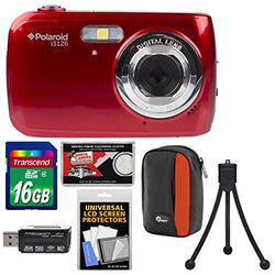 Polaroid iS126 16.1MP Digital Camera (Red) with 16GB Card + Case + Flex Tripod + Kit