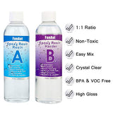 FanAut Epoxy Resin Crystal Clear for Art, Crafts, Tumblers, Casting and Jewelry Making 18.5 Ounce with 2 Droppers, 2 Sticks ,1 Pair Rubber Gloves and 1 Pack of Resin Glitter