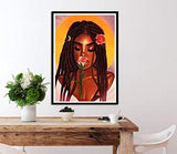 5D Diamond Painting African American, Paint with Diamonds DIY Diamond Art African American Exotic Woman Dirty Braid, Diymood painting by Number Kits Full Drill Rhinestone for Home Wall Decor 12x16inch