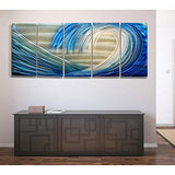 Statements2000 Tropical Surf Large 3D Metal Wall Art Panels Painting Hanging Sculpture by Jon Allen, Silver/Blue, 84" x 36" - Shoot The Curl XL