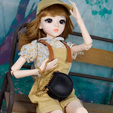Proudoll 1/3 BJD Doll 60cm 24in SD Ball Jointed Dolls Fashion Girl Caroline Wig Cap Blouse Shorts Boots Crossbody Bag Free to Change DIY Girl Gift