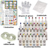 Klever Kits DIY Tie Dye Kits (32 Colors) with Storage Box Including Gloves, Rubber Bands and Table Covers, Tie Dye Kit Craft for Creative Fabric Party, Creative Group Activities