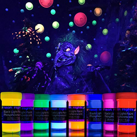 2-in-1 Glow-in-the-Dark Paint Neon Glow Paint Set with UV Black Light