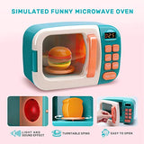 CUTE STONE Microwave Toys Kitchen Play Set,Kids Pretend Play Electronic Oven with Play Food,Cookware Pot and Pan Toy Set, Cooking Utensils,Great Learning Gifts for Baby Toddlers Girls Boys