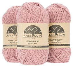 (Set of 3) Alpaca Yarn Blend UMAYO Bulky #5 (5.29 Ounces/150 Grams Total) Lovely and Soft to Enjoy Knitting - Crocheting - Weaving (Pink Mauve)