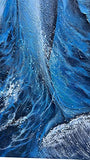 JELRINR Contemporary 3D Abstract Oil Painting On Canvas Blue ocean whale Abstract Art paintings Hand painted Acrylic paintings Ready to Hang for Living Room Bedroom Home Decorations Modern Stretched and Framed 24x48inch