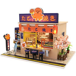 CUTEBEE Dollhouse Miniature with Furniture, DIY Wooden Dollhouse Kit Plus Dust Proof and Music Movement, 1:24 Scale Creative Room Idea (Octopus Burning)