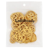 LolliBeads (TM) Antiqued Golden Plated Skeleton Steampunk Watch Gear Cog Wheel Sets (40 Pcs)