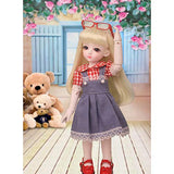YILIAN BJD Dolls Clothes 1/6, Red Lattice Clothes + Strap Skirtoutfit for 1/6 BJD Dolls for Ball Jointed SD Dolls (No Doll)