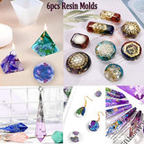 Resin Mold Kit for Beginners - 125PCS Contains Resin Orgone Chakra Pyramid Mold, Earring Necklace Mold, Color Resin Ink, Resin Glitter, Gold Foil, Dry Flowers and Crystal Stones for Epoxy Resin Making
