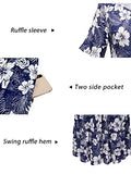 STYLEWORD Womens Floral Midi Dresses Casual Flowy Hide Belly Fat Hawaiian Short Sleeve Summer Pockets Ruffle 2023(Floral05,L)