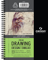 Canson Artist Series Cream Drawing Paper Pad, Side Wire Bound, 90 Pound, 5.5 x 8.5 Inch, Cream,