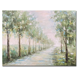 Boieesen Art,30x40Inch Oil Hand Paintings 100% Hand Painted Green Tree Forest Acrylic Canvas Wall Art Country Trail Spring Landscape Nature Artwork Home Decor Art Wood Inside Framed Hanging Wall Decor