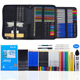 POPMISOLER Sketching Pencil Set, 72PCS Graphite Drawing Charcoal Pencils Watercolor Pencils Kit Complete Art Drawing Kit with Zippered Carry Case for Beginners Artist Children and Adults