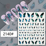 JMEOWIO 12 Sheets Spring Butterfly Nail Art Stickers Decals Self-Adhesive Pegatinas Uñas Blue Nail Supplies Nail Art Design Decoration Accessories