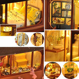 WYD Chinese Style Mini Doll House Building Kit LED Hand-Assembled Toys with Furniture DIY Dollhouse Kit Teenage Birthday Gift House 1:24 Ratio Creative Room Creative Toys (Peach Blossom Source )