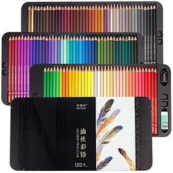Nyoni Oil Based 120 Colored Pencils Set for Professional Artist, Beginners, Students Excellent Coloring, Blending, Layering Ability Drawing Supplies
