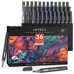 Arteza EverBlend Alcohol Markers, Set of 36 Colors, Flora Tones, Medium Chisel & Brush Tip, Art Supplies for Drawing & Sketching