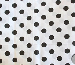 Polycotton Fabric Printed POLKA DOTS BLACK WHITE BACKGROUND / 60" Wide / Sold by the Yard