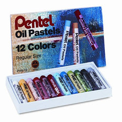 Pentel PHN-12 Arts Oil Pastels Assorted Colors 12 Count