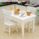 Odoria 1:12 Miniature Kitchen Table and Chairs Dining Room Set Dollhouse Furniture Accessories, White