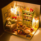 Decdeal DIY House Decor with LED Light Accessories Furniture Miniature Doll House Wooden Craft Kits Best Birthday Gifts for Women and Girls