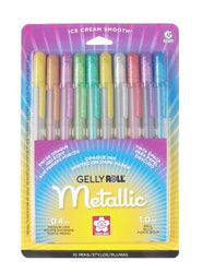 Sakura 57370 10-Piece Gelly Roll Blister Card Assorted Colors Metallic Gel Ink Pen Set