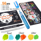 Christmas Arts Crafts Acrylic Paint Pens Set, Include 20 White&Black Extra Fine Point Paint Pens, 36 Colors Paint Markers Kit for Rocks Painting, Stone, Wood, Fabric, Metal, Ornaments, DIY Crafts