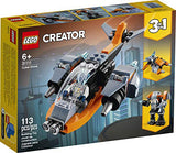 LEGO Creator 3in1 Cyber Drone 31111 3in1 Toy Building Kit Featuring a Cyber Drone, Cyber Mech and Cyber Scooter, New 2021 (113 Pieces)